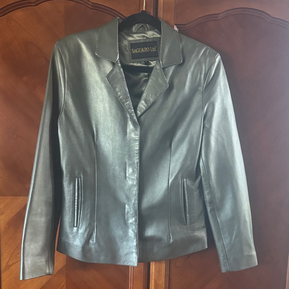 Women's Gray Leather Jacket